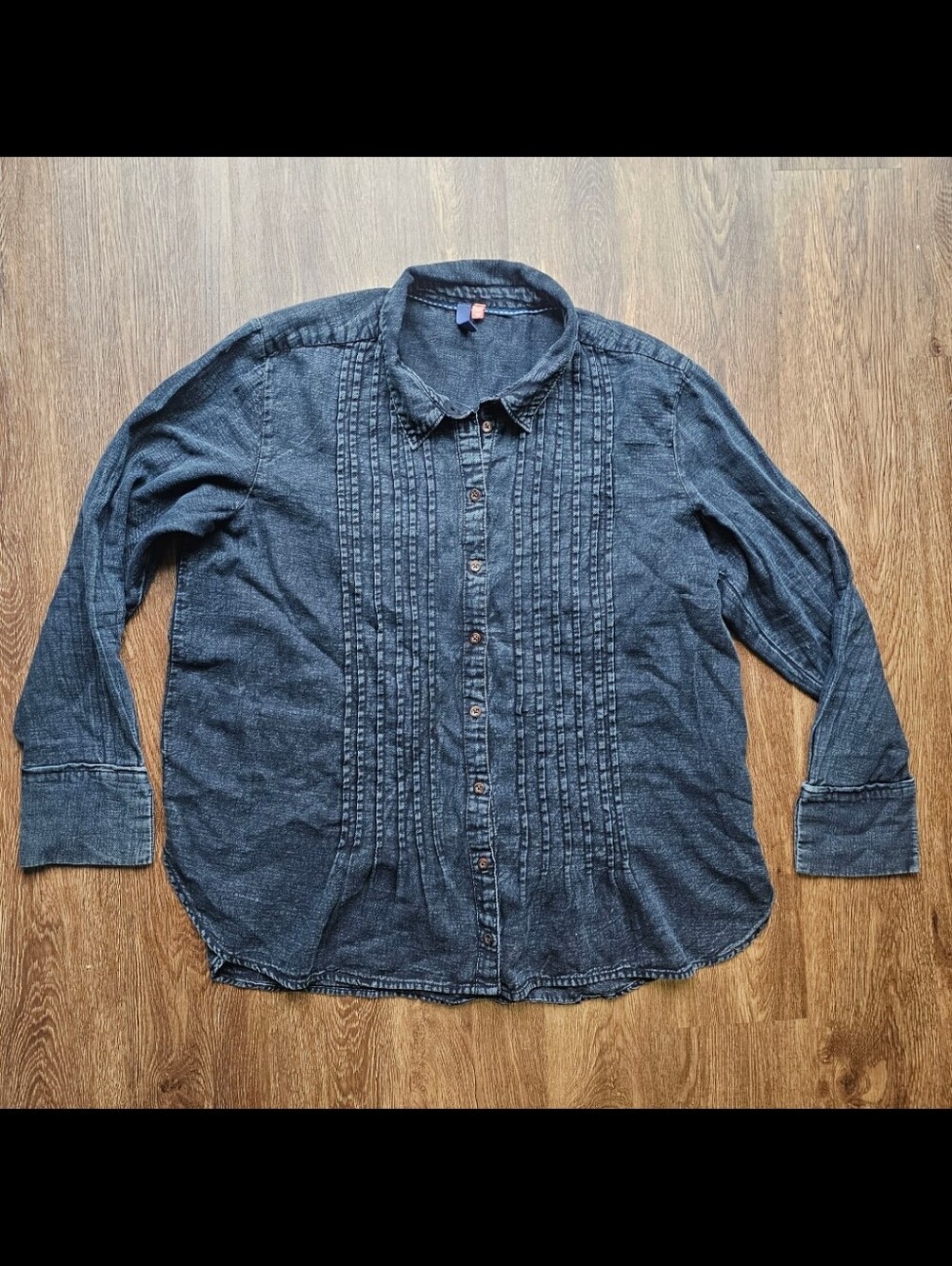 Plicro Twisted Tux Blouse Denim Blue Anthropologie Tunic Long XL Excellent Cond